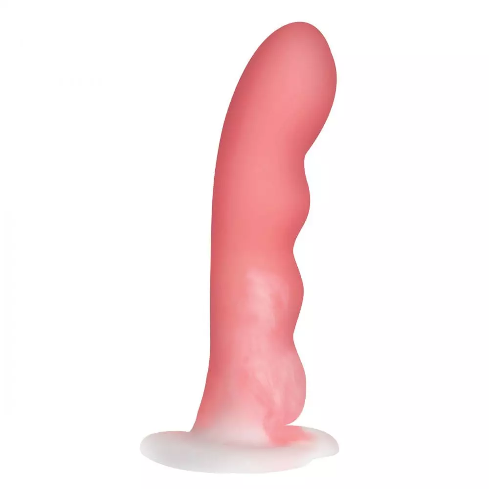 Simply Sweet Wavy 8 inch Silicone Dildo In Pink/White